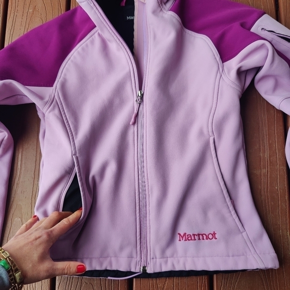 Marmot Gravity Soft Shell Jacket Lavender Pink Zip Up Athletic Coat Womens Small - Picture 13 of 14